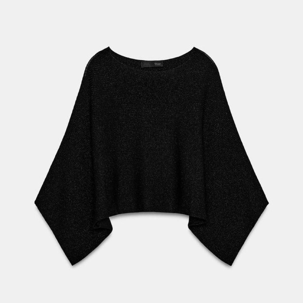 NWT Zara short knit cape jumper black glittery bat wing poncho top y2k